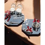 Cyzhome Affinity Sekizgen Gümüş Söz Nişan Tepsisi Ve Damat Kahve Fincan Tepsisi Kırmızı