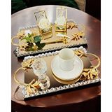 Cyzhome Amour Gold Lüks Swarovski Söz Nişan Tepsisi Çok Renkli