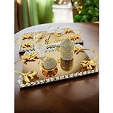 Cyzhome Amour Gold Lüks Swarovski Söz Nişan Tepsisi Kırmızı