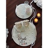 Cyzhome Beloved Gümüş Beyaz İncili Söz Tepsisi Nişan Tepsisi Ve Damat Kahve Fincan Tepsi 1 Çok Renkli