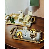 Cyzhome Eternal Gold Söz Nişan Tepsisi Ve Damat Kahve Tepsisi Beyaz