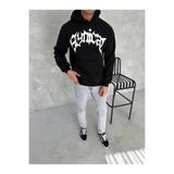 C&Z Collection ERKEK Üç İplik Kapüşonlu Baskılı SweatShirt - Siyah
