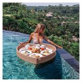 CZCZC Lüks Yüzer Servis Tepsisi Havuz Tepsisi Masası, Kalp Şeklinde Yüzer Havuz Bar Tepsisi, Pe Rattan Yüzer Servis Tepsisi, Meyve Tabağı Havuz Servis İçecekleri Brunch için Dayanıklı Float Lounge