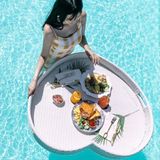 CZCZC Rattan Dokuma Servis Tepsisi, Kalp Şekilli Kulplu Yemek Tepsisi, Yüzer Tepsi, Yüzer Servis Tepsisi, Masa Bar, Yüzme Havuzu Yüzer Tepsi, Beyaz