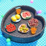 CZCZC Taşınabilir Yüzer Havuz Tepsisi, Havuz için Deluxe Yüzer Tepsi, Rattan Şık Kahvaltı Tepsisi Su Üzerinde, Yaratıcı Yüzer ve Havuz için Masa