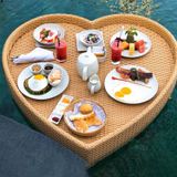 CZCZC Yüzme Havuzu Yüzer Tepsi Yüzer Tepsi Yüzer Tepsi Rattan Yüzer Servis Tepsileri Masa Bar Yüzme Havuzu Yetişkinler için Havuz Servis İçecekler, Brunch, Suda Yiyecek 33