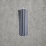Czmd Vanilla Pillar – %100 Doğal Soya Wax Büyük Dekoratif Mum - Gri