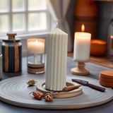 Czmd Vanilla Pillar – %100 Doğal Soya Wax Büyük Dekoratif Mum - Krem