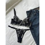 D Lingerie Fleur Noire Dantel Transparan Bralet Sütyen Takımı DM1373 - Siyah - 85B