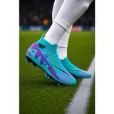 D-Mar Laliga Air Superfly Yetişkin ve Çocuk Çoraplı Halı Saha ve Çim Zemin Kramponu - Turkuaz - Mor