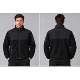D-Star Erkek Polar Softshell Mont Siyah Outdoor Spor Mont Fermuarlı Dik Yaka Günlük Rahat Kalıp Mont - 3XL