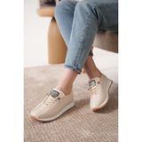 D0112 Günlük Ortopedik Kadın Sneaker Spor Ayakkabı - Bej