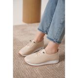 D0155 Günlük Ortopedik Kadın Sneaker Spor Ayakkabı - Bej