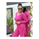 D12809 Simli V Yaka Triko Bluz Pembe