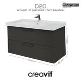 D20 100 cm Iki Çekmeceli Lavabo Dolabı Antrasit Lake