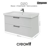 D20 100 cm Iki Çekmeceli Lavabo Dolabı Lake Kapak - Beyaz