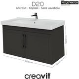 D20 100 cm Kapaklı Lavabo Dolabı Antrasit Lake