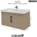 D20 100 cm Kapaklı Lavabo Dolabı Dafne Lake - Antrasit