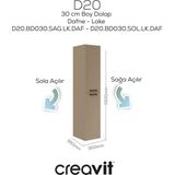 D20 30 cm Sola Açılır Boy Dolabı Dafne Lake Kapak - Krem