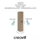 D20 30 Cm Sola Açılır Boy Dolabı Dafne Lake Kapak