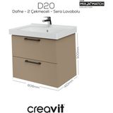 D20 65 cm Iki Çekmeceli Lavabo Dolabı Dafne Melamin Kapak (Demonte) - Krem