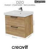 D20 65 cm Iki Çekmeceli Lavabo Dolabı Everest Melamin Kapak - Ahşap