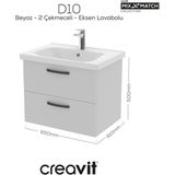 D20 65 cm Iki Çelmeceli Lavabo Dolabı Beyaz Melamin Kapak (Demonte) - Antrasit