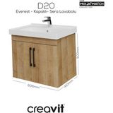 D20 65 cm Kapaklı Lavabo Dolabı Everest Melamin - Antrasit