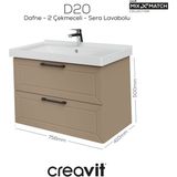 D20 80 cm Iki Çekmeceli Lavabo Dolabı Dafne Lake Kapak - Krem