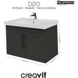 D20 80 cm Kapaklı Lavabo Dolabı Antrasit Lake Kapak