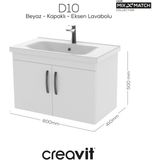 D20 80 cm Kapaklı Lavabo Dolabı Beyaz Melamin Kapak (Demonte) - Mat Beyaz