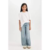 D3371 Wide Leg Jean Yırtık Detaylı Cepli Geniş Bol Paça Pantolon