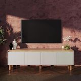 D4120 Terra 180cm Sepet-Kumtaşı TV Ünitesi Yüksek Ayaklı 4 Kapaklı Televizyon Sehpası Depolama Dolap