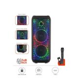 D64 Siyah RGB Ledli Dahili Kablosuz Mikrofon Kumandalı Radyolu Bluetooth Hoparlör Speaker D6406