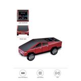 D68 CyberTruck Araba Tasarımlı Led Ekranli Radyolu Bluetooth Hoparlör 15W Güçlü Ses RGB LED/TWS/USB D68 Kırmızı