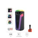 D69 Siyah RGB Ledli Kablosuz Mikrofonlu Radyolu Taşınabilir Bluetooth Hoparlör Parti Speaker D69