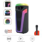 D69 Siyah Rgb Ledli Kablosuz Mikrofonlu Radyolu Taşınabilir Bluetooth Hoparlör Parti Speaker