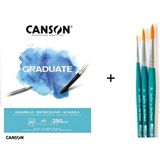 Da Vinci Set-5 Suluboya Fırça Seti ve Canson Graduate Defter A5 250GR - Karışık-Çok Renkli - standart