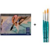 Da Vinci Set-5 Suluboya Fırça Seti ve Talens Defter A5 200GR - Karışık-Çok Renkli - standart