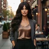 Daalı Perçemli Fiber Sen Orta Boy Peruk / Kahverengi