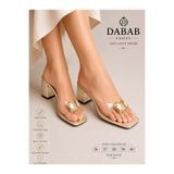 dabab shoes ANDY Kadın Şeffaf Bantlı Taş Tokalı Kare Burunlu Bej 7 cm Kalın Topuklu Terlik