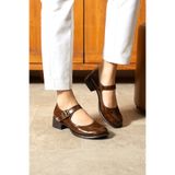 dabab shoes CLARISSA Kadın Ortopedik 4 cm Topuklu Tokalı Yuvarlak Burun Balerin Babet Klasik Ayakkabı