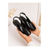 dabab shoes LIVORA Kadın Siyah Kare Burun Tokalı Düz Taban Slingback Casual Babet Ayakkabı