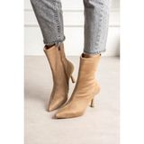 Dabab Shoes Marya Kadın Vizon Streç Lüks Süet Sivri Burun Sıcak Astarlı Fermuarlı 7 cm Ince Topuklu Bot Bootie
