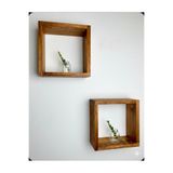 Dabanlıoğlu Mobilya Ahşap Uçan Raf Banyo Mutfak Duvar Düzenleyici Organizer Terek Kare 2 adet 25x25 cm derinlik 9 cm