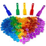 Dacefloy Manyetik Çubuklar ve Bingo Çipleri Oyun Belirteçleri Eğitici STEM Kitleri Öğrenme, Duyusal Kutular, Bilim, Sayma ve Sıralama için 5'li Paket ve 500 Metal Çip