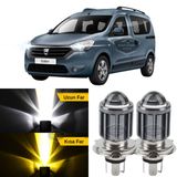 Dacia Dokker 2012-2022 Uyumlu Mercekli Far Ampulu Led Xenon Cift Renk Sari-Beyaz Far Simsek Etkili Csp Led Lamba Uzun Kisa 2 Adet Takim
