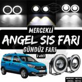 Dacia Dokker 2012-2022 Uyumlu Universal Mercekli Angel Sis Fari Metal Su Gecirmez 76 Mm Beyaz Halkali Gunduz Fari Angel Eyes 2 Adet