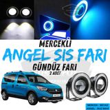 Dacia Dokker 2012-2022 Uyumlu Universal Mercekli Angel Sis Fari Metal Su Gecirmez 76 Mm Buz Mavi Halkali Gunduz Fari Angel Eyes 2 Adet