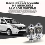 Dacia Dokker Için Uyumlu Şimşek Etkili Mercekler Led Xenon Far Çift Renk